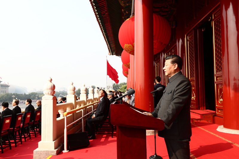 10月1日上午，慶祝中華人民共和國成立70周年大會在北京天安門廣場隆重舉行。中共中央總書記、國家主席、中央軍委主席習(xí)近平發(fā)表重要講話。