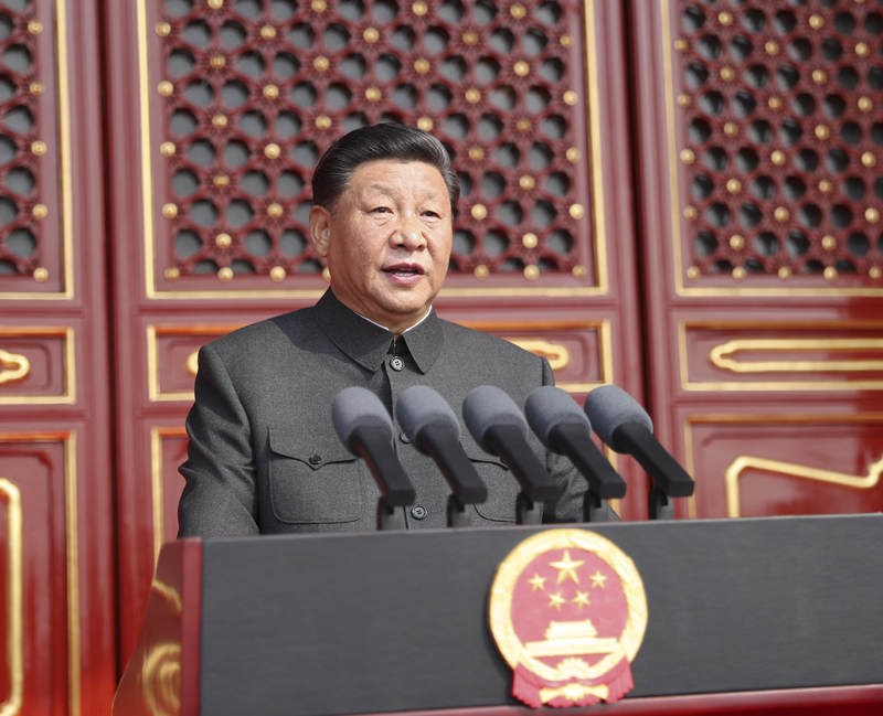 10月1日上午，慶祝中華人民共和國成立70周年大會在北京天安門廣場隆重舉行。中共中央總書記、國家主席、中央軍委主席習(xí)近平發(fā)表重要講話。